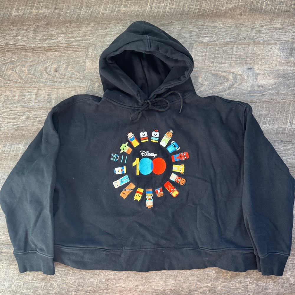 Disney 100 Unified Characters Pullover Hoodie‎ Cropped Size XL